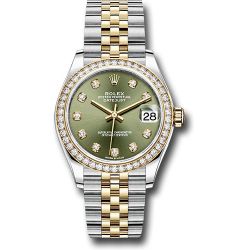  *Pre-Owned* Rolex Steel and Yellow Gold Datejust 31 Watch - Diamond Bezel - Olive Green Diamond Dial - Jubilee Bracelet
