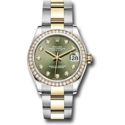  *Pre-Owned* Rolex Steel and Yellow Gold Datejust 31 Watch - Diamond Bezel - Olive Green Diamond Dial - Oyster Bracelet