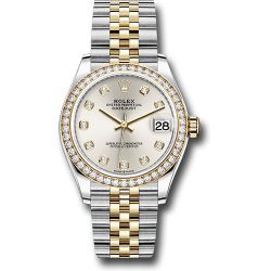  *Pre-Owned* Rolex Steel and Yellow Gold Datejust 31 Watch - Diamond Bezel - Silver Diamond Dial - Jubilee Bracelet