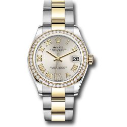  *Pre-Owned* Rolex Steel and Yellow Gold Datejust 31 Watch - Diamond Bezel - Silver Diamond Roman Six Dial - Oyster Bracelet