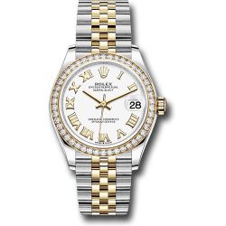  *Pre-Owned* Rolex Steel and Yellow Gold Datejust 31 Watch - Diamond Bezel - White Roman Dial - Jubilee Bracelet