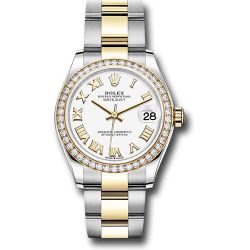  *Pre-Owned* Rolex Steel and Yellow Gold Datejust 31 Watch - Diamond Bezel - White Roman Dial - Oyster Bracelet