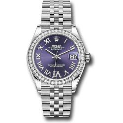  *Pre-Owned* Rolex Steel and White Gold Datejust 31 Watch - Diamond Bezel - Aubergine Roman Diamond 6 Dial - Jubilee Bracelet