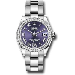  *Pre-Owned* Rolex Steel and White Gold Datejust 31 Watch - Diamond Bezel - Aubergine Roman Diamond 6 Dial - Oyster Bracelet