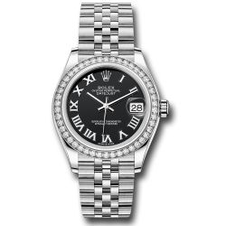  *Pre-Owned* Rolex Steel and White Gold Datejust 31 Watch - Diamond Bezel - Black Roman Dial - Jubilee Bracelet