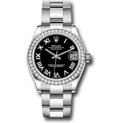  *Pre-Owned* Rolex Steel and White Gold Datejust 31 Watch - Diamond Bezel - Black Roman Dial - Oyster Bracelet
