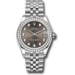  *Pre-Owned* Rolex Steel and White Gold Datejust 31 Watch - Diamond Bezel - Dark Grey Diamond Dial - Jubilee Bracelet