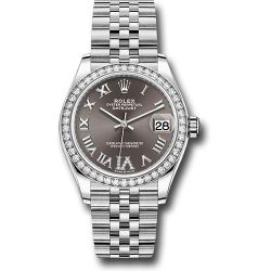  *Pre-Owned* Rolex Steel and White Gold Datejust 31 Watch - Diamond Bezel - Dark Grey Roman Diamond 6 Dial - Jubilee Bracelet