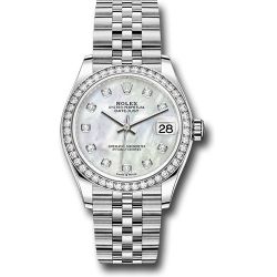  *Pre-Owned* Rolex Steel and White Gold Datejust 31 Watch - Diamond Bezel - White Mother-Of-Pearl Diamond Dial - Jubilee Bracelet