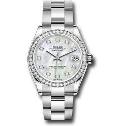  *Pre-Owned* Rolex Steel and White Gold Datejust 31 Watch - Diamond Bezel - White Mother-Of-Pearl Diamond Dial - Oyster Bracelet