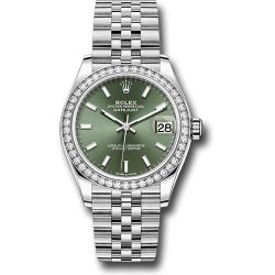  *Pre-Owned* Rolex Steel and White Gold Datejust 31 Watch - Diamond Bezel - Mint Green Index Dial - Jubilee Bracelet