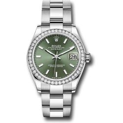  *Pre-Owned* Rolex Steel and White Gold Datejust 31 Watch - Diamond Bezel - Mint Green Index Dial - Oyster Bracelet