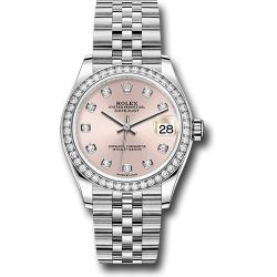  *Pre-Owned* Rolex Steel and White Gold Datejust 31 Watch - Diamond Bezel - Pink Diamond Dial - Jubilee Bracelet