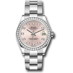  *Pre-Owned* Rolex Steel and White Gold Datejust 31 Watch - Diamond Bezel - Pink Diamond Dial - Oyster Bracelet