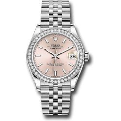  *Pre-Owned* Rolex Steel and White Gold Datejust 31 Watch - Diamond Bezel - Pink Index Dial - Jubilee Bracelet