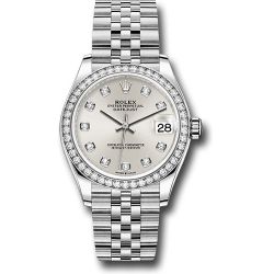  *Pre-Owned* Rolex Steel and White Gold Datejust 31 Watch - Diamond Bezel - Silver Diamond Dial - Jubilee Bracelet