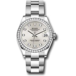 *Pre-Owned* Rolex Steel and White Gold Datejust 31 Watch - Diamond Bezel - Silver Diamond Dial - Oyster Bracelet