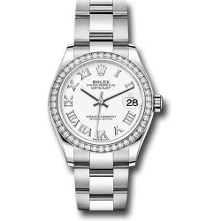  *Pre-Owned* Rolex Steel and White Gold Datejust 31 Watch - Diamond Bezel - White Roman Dial - Oyster Bracelet