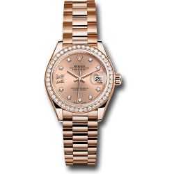  *Pre-Owned* Rolex Everose Gold Lady-Datejust Watch - Diamond Bezel - RosÃ© Star Diamond Roman 9 Dial - President Bracelet