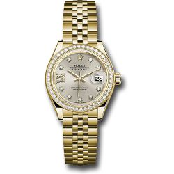  *Pre-Owned* Rolex Yellow Gold Lady-Datejust 28 Watch - 44 Diamond Bezel - Silver Diamond Star Dial - Jubilee Bracelet