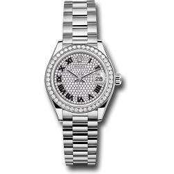  *Pre-Owned* Rolex White Gold Lady-Datejust Watch - 44 Diamond Bezel - Diamond-Paved Diamond Dial - President Bracelet
