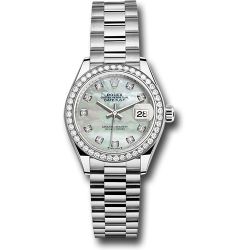  *Pre-Owned* Rolex White Gold Lady-Datejust Watch - 44 Diamond Bezel - White Mother-Of-Pearl Diamond Dial - President Bracelet