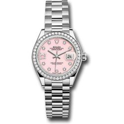  *Pre-Owned* Rolex White Gold Lady-Datejust Watch - 44 Diamond Bezel - Pink Opal Diamond Dial - President Bracelet