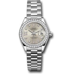  *Pre-Owned* Rolex White Gold Lady-Datejust Watch - 44 Diamond Bezel - Silver Diamond Dial - President Bracelet