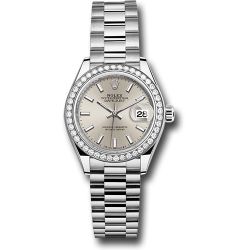  *Pre-Owned* Rolex White Gold Lady-Datejust Watch - 44 Diamond Bezel - Silver Index Dial - President Bracelet
