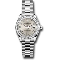  *Pre-Owned* Rolex White Gold Lady-Datejust Watch - 44 Diamond Bezel - Silver Roman Dial - President Bracelet