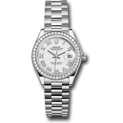  *Pre-Owned* Rolex White Gold Lady-Datejust Watch - 44 Diamond Bezel - White Roman Dial - President Bracelet