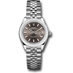  *Pre-Owned* Rolex Steel Lady-Datejust 28 Watch - Domed Bezel - Dark Grey Index Dial - Jubilee Bracelet