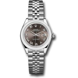  *Pre-Owned* Rolex Steel Lady-Datejust 28 Watch - Domed Bezel - Dark Grey Roman Dial - Jubilee Bracelet