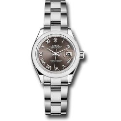  *Pre-Owned* Rolex Steel Lady-Datejust 28 Watch - Domed Bezel - Dark Grey Roman Dial - Oyster Bracelet