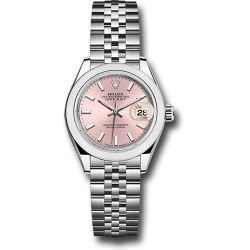  *Pre-Owned* Rolex Steel Lady-Datejust 28 Watch - Domed Bezel - Pink Index Dial - Jubilee Bracelet