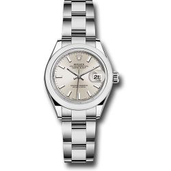  *Pre-Owned* Rolex Steel Lady-Datejust 28 Watch - Domed Bezel - Silver Index Dial - Oyster Bracelet