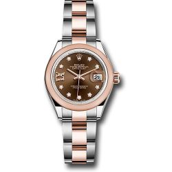  *Pre-Owned* Rolex Steel and Everose Gold Rolesor Lady-Datejust 28 Watch - Domed Bezel - Chocolate Diamond Star Dial - Oyster Bracelet