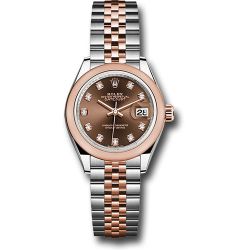  *Pre-Owned* Rolex Steel and Everose Gold Rolesor Lady-Datejust 28 Watch - Domed Bezel - Chocolate Diamond Dial - Jubilee Bracelet