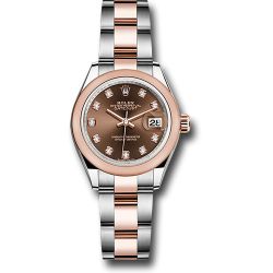  *Pre-Owned* Rolex Steel and Everose Gold Rolesor Lady-Datejust 28 Watch - Domed Bezel - Chocolate Diamond Dial - Oyster Bracelet