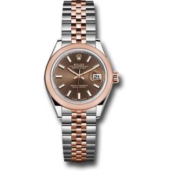  *Pre-Owned* Rolex Steel and Everose Gold Rolesor Lady-Datejust 28 Watch - Domed Bezel - Chocolate Index Dial - Jubilee Bracelet