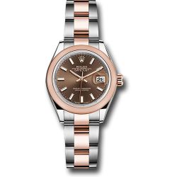  *Pre-Owned* Rolex Steel and Everose Gold Rolesor Lady-Datejust 28 Watch - Domed Bezel - Chocolate Index Dial - Oyster Bracelet