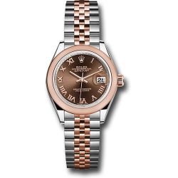  *Pre-Owned* Rolex Steel and Everose Gold Rolesor Lady-Datejust 28 Watch - Domed Bezel - Chocolate Roman Dial - Jubilee Bracelet