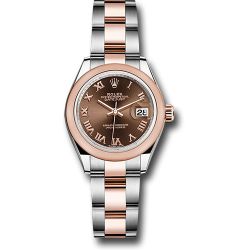  *Pre-Owned* Rolex Steel and Everose Gold Rolesor Lady-Datejust 28 Watch - Domed Bezel - Chocolate Roman Dial - Oyster Bracelet