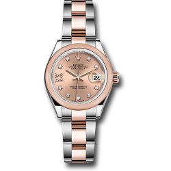  *Pre-Owned* Rolex Everose Rolesor Lady-Datejust Watch - Domed Bezel - RosÃ© Star Diamond Roman 9 Dial - Oyster Bracelet