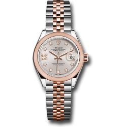  *Pre-Owned* Rolex Steel and Everose Gold Rolesor Lady-Datejust 28 Watch - Domed Bezel - Sundust Diamond Star Dial - Jubilee Bracelet