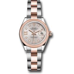  *Pre-Owned* Rolex Steel and Everose Gold Rolesor Lady-Datejust 28 Watch - Domed Bezel - Sundust Diamond Star Dial - Oyster Bracelet