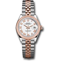  *Pre-Owned* Rolex Steel and Everose Gold Rolesor Lady-Datejust 28 Watch - Domed Bezel - White Roman Dial - Jubilee Bracelet