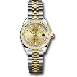  *Pre-Owned* Rolex Steel and Yellow Gold Rolesor Lady-Datejust 28 Watch - Domed Bezel - Champagne Index Dial - Jubilee Bracelet