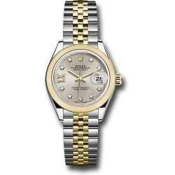  *Pre-Owned* Rolex Steel and Yellow Gold Rolesor Lady-Datejust 28 Watch - Domed Bezel - Silver Diamond Star Dial - Jubilee Bracelet