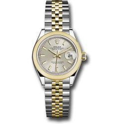  *Pre-Owned* Rolex Steel and Yellow Gold Rolesor Lady-Datejust 28 Watch - Domed Bezel - Silver Index Dial - Jubilee Bracelet